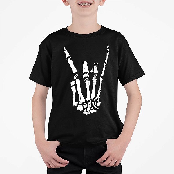 Camiseta Infantil Mão de Rock