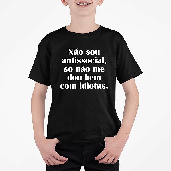 Camiseta Infantil Não sou Antissocial