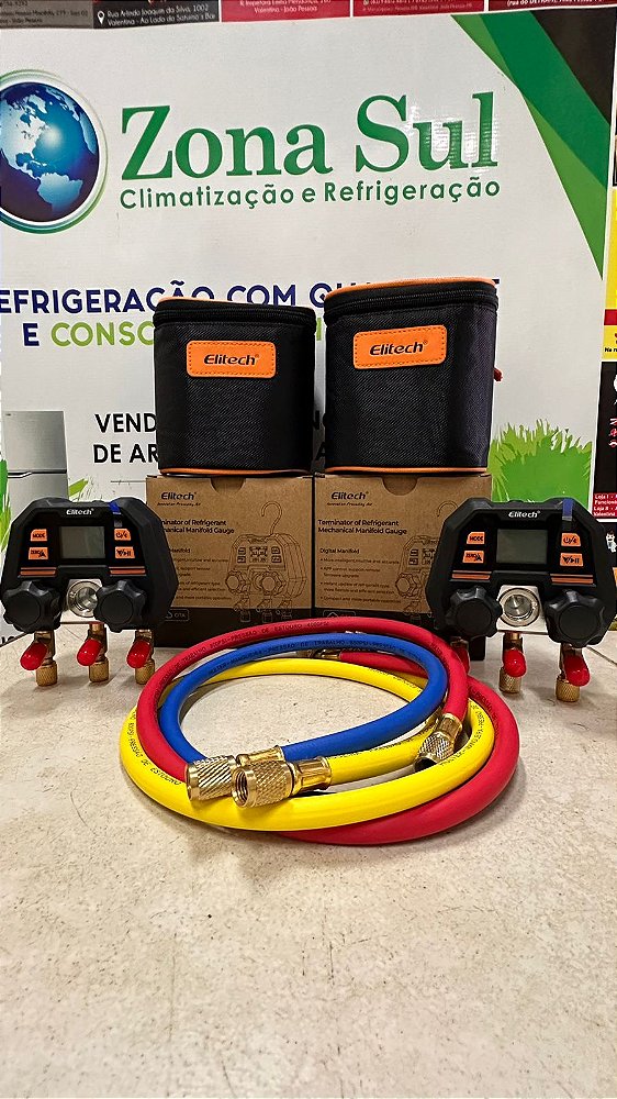 Manifold Digital Elitech MS-100 + Kit de Mangueiras 90cm