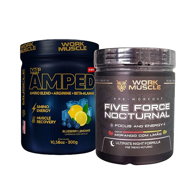 Kit Pré Treino Five Force Nocturnal + Blend de Aminoácidos - Workmuscle