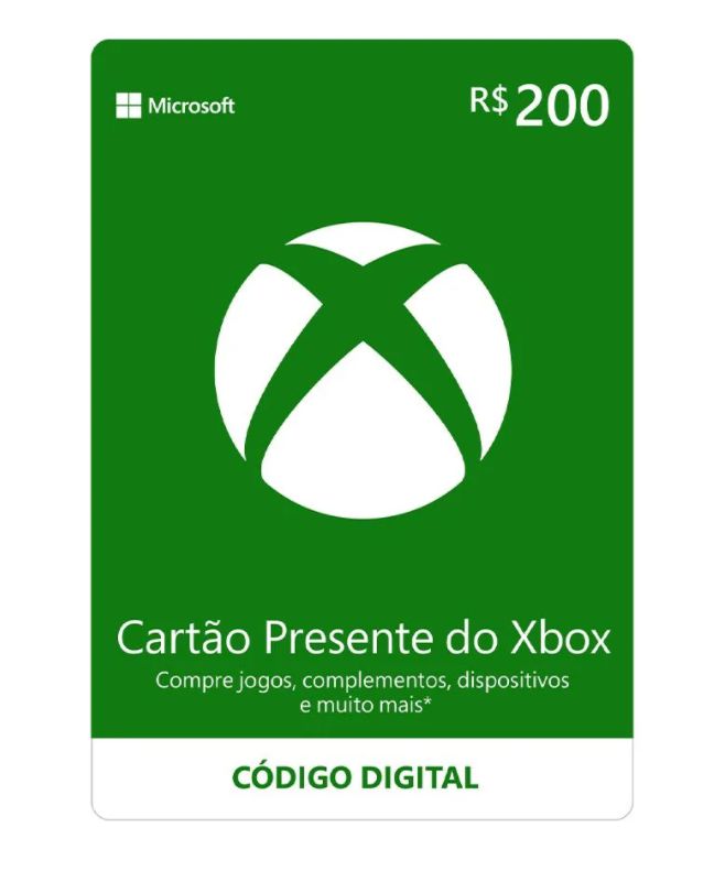 Cartão Presente R$200 Xbox Live Brasil - Microsoft
