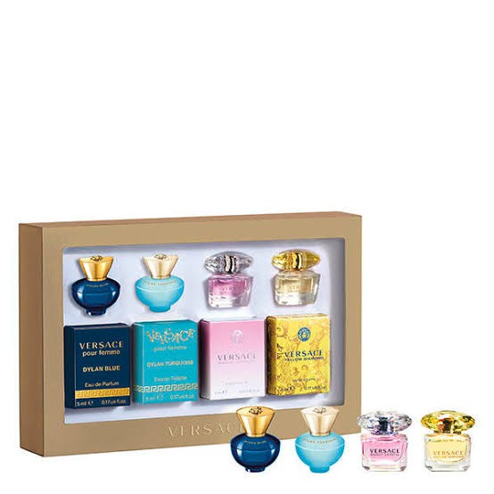 Kit Miniatura Versace Dylan Blue 5ml+Dylan Tourquoise 5ml+ Bright Crystal 5ml + Yellow Diamond 5ml - Original