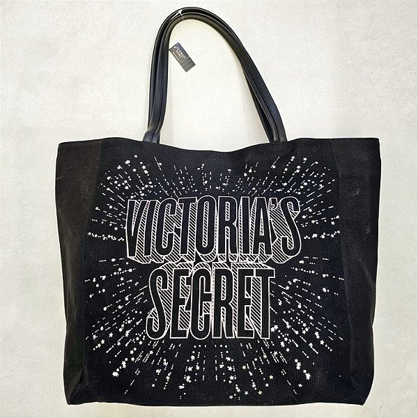 Bolsa Tote Feminina Original Victoria Secret's - Preta Detalhes Rosda Claro