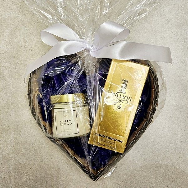 Kit Perfume 1 Million 100ml e Vela Aromática de 180gr de Capim Limão