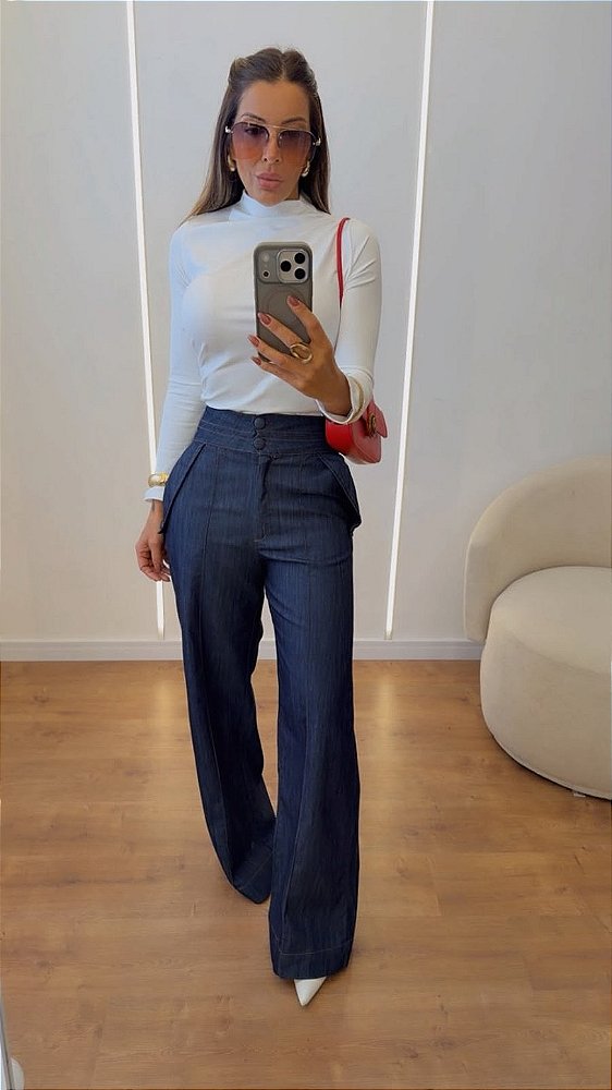 Calça Pantalona Jeans