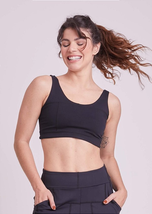 Top Quadrado Preto Upcycling
