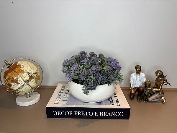 Arranjo de Lavandinha com Vaso Cerâmica Branco