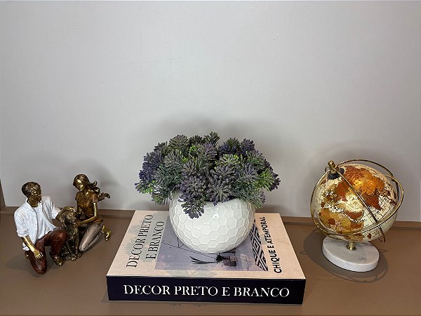 Mini Arranjo Lavandinha em vaso Cerâmica Branco