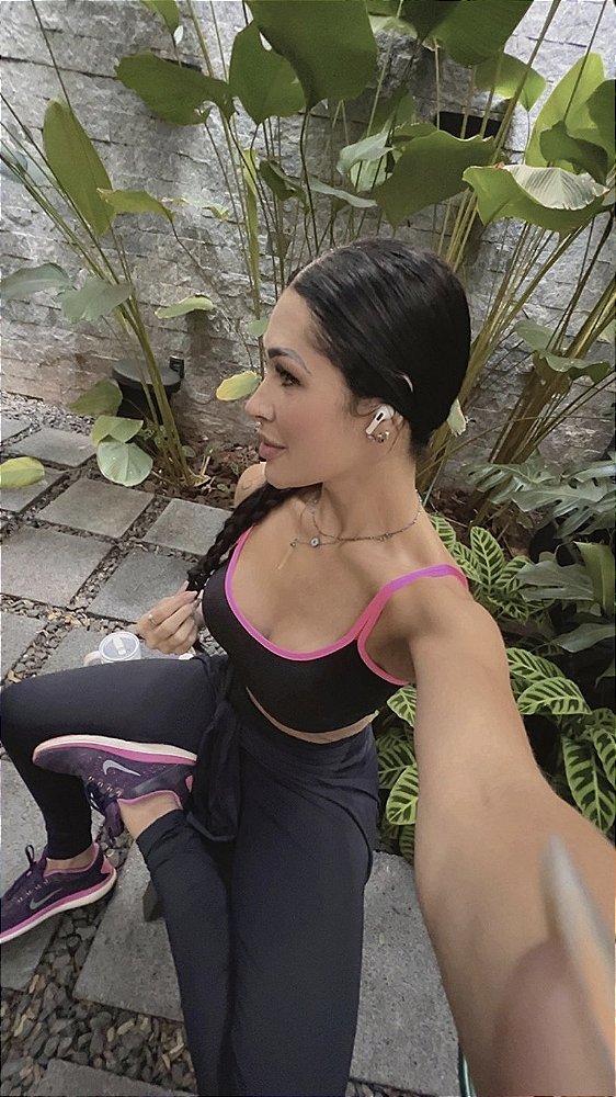 TOP ALÇA DUPLA BLACK/ROSA BLISS