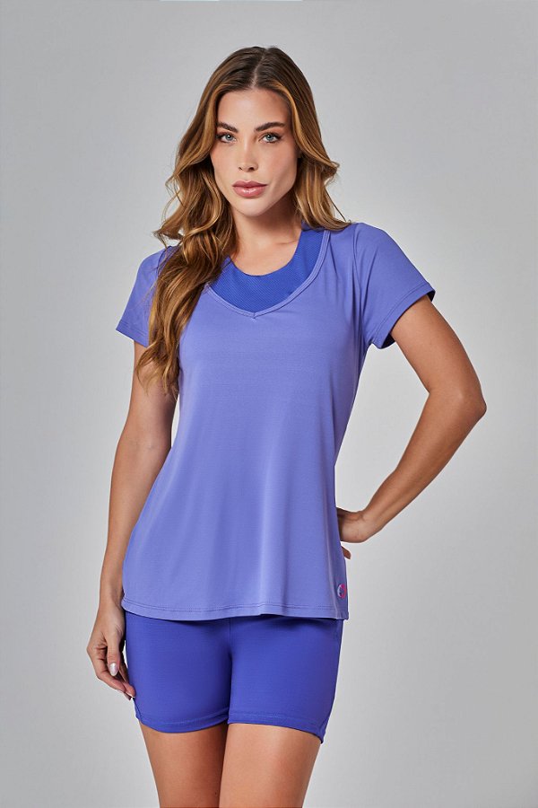 Blusa Manga Curta Dry Fit Nexus Roxo Hortensia