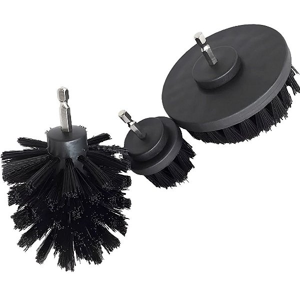 KIT 3 ESCOVAS ROTATIVAS AGRESSIVAS 14MM PRETAS