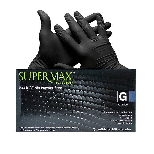 LUVA NITRILICA BLACK SUPERMAX  (G)