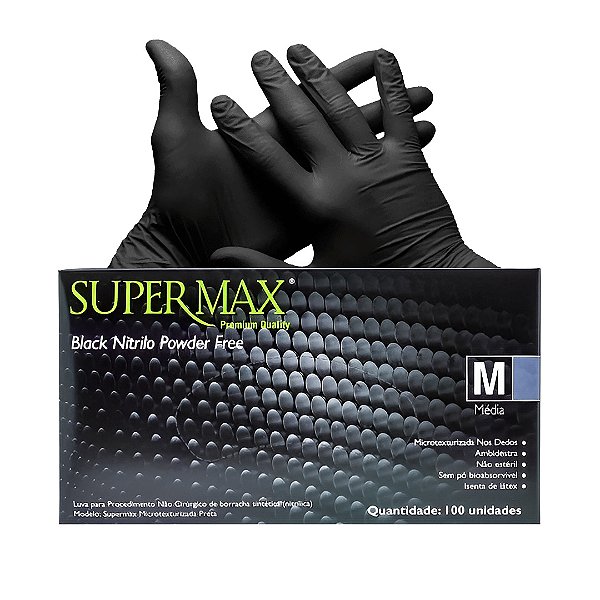 LUVA NITRILICA BLACK SUPERMAX  (M)