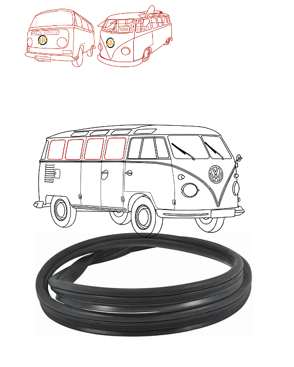 BORRACHA JANELA LATERAL FIXA S/LADO | KOMBI ATÉ 97