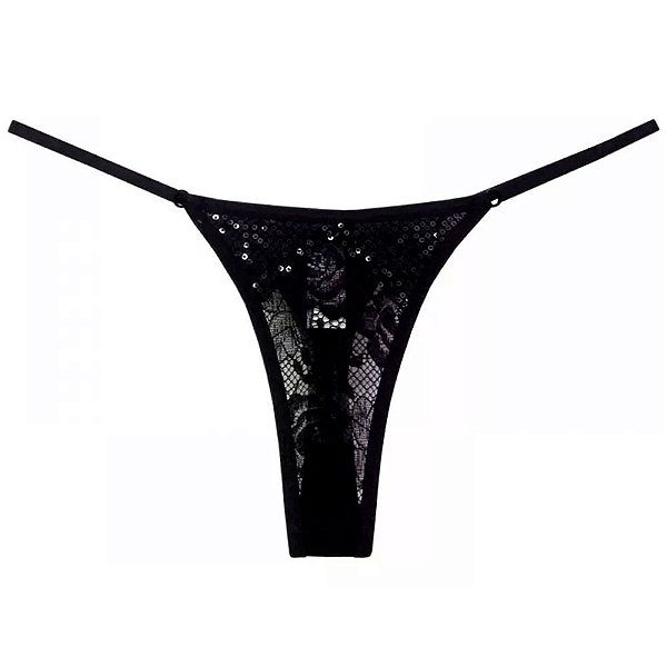 Calcinha Fio Duplo no Bumbum em Renda com Paetês - Lingerie Sensualle