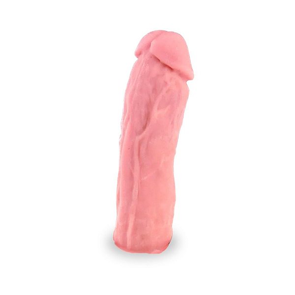 Capa Peniana Extensora em Cyberskin Grossa com Preenchimento da Ponta Claro 17 X 5 CM