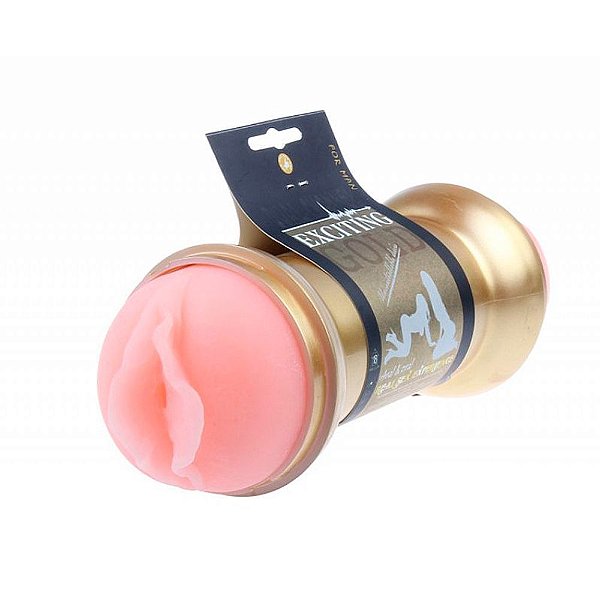 Masturbador Masculino Sexo Anal E Vaginal Formato de Halteres - EXCITING GOLD