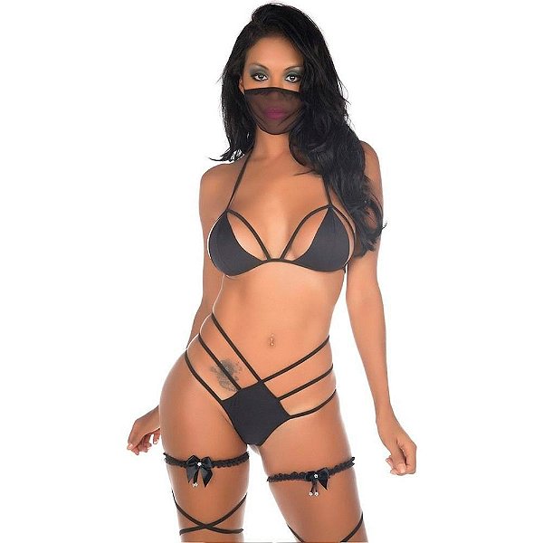 Fantasia Mini Ninja Preto - Lingerie Pimenta Sexy