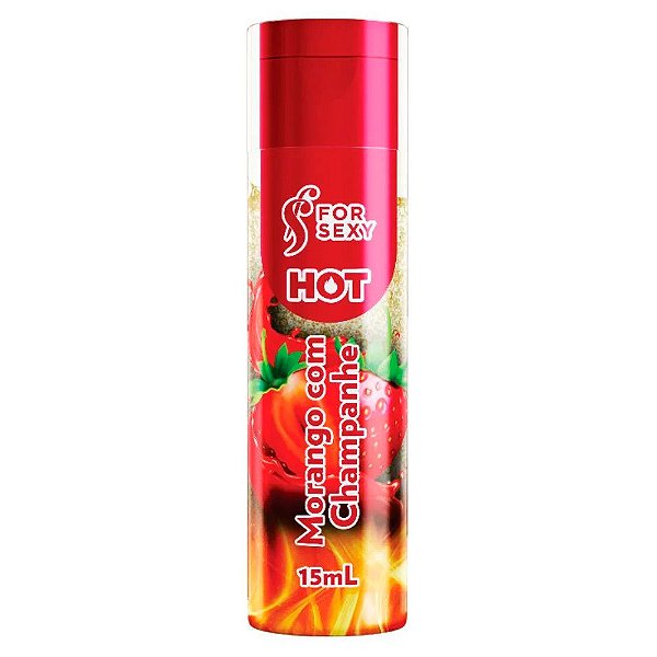 Gel Massagem Comestível Sensação Hot Morango c/Champanhe 15ml - FOR SEXY