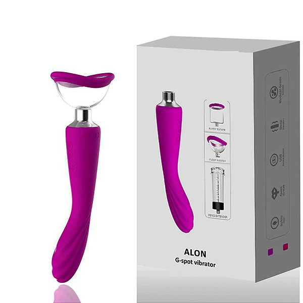 Vibrador Ponto G Sugador Clitóris Mamilos 7 Modos Vibração 3 Intensidades - G-SPOT ALON