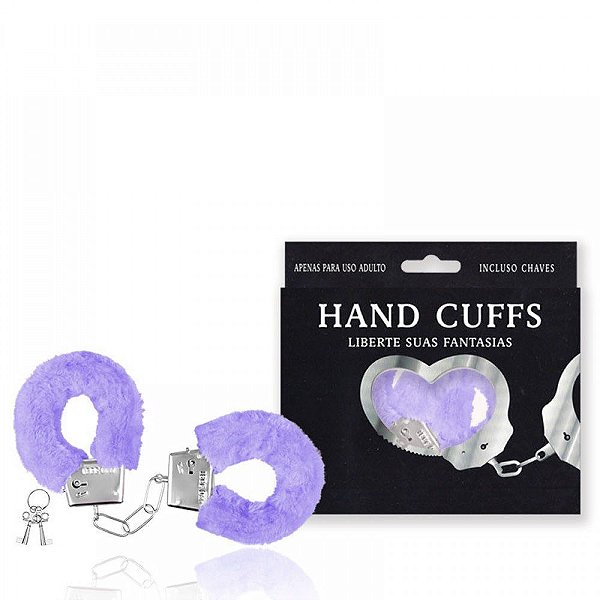 Algemas Reguláveis com Chaves em Pelúcia Roxo - HAND CUFFS