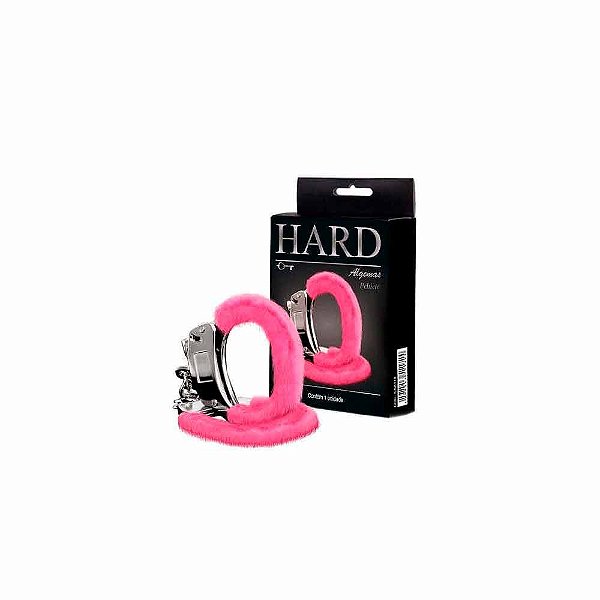 Algemas de Metal Com Pelúcia Reforçada Rosa - HARD