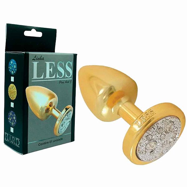 Plug Anal Grande ABS Dourado Jóias Cravejado 7,2 X 4 Cm - Hard Less