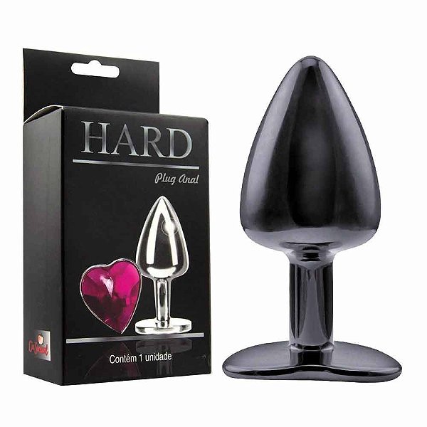 Plug Anal Pequeno Joia em Forma de Coração Preto 6,5 x 3 CM - HARD