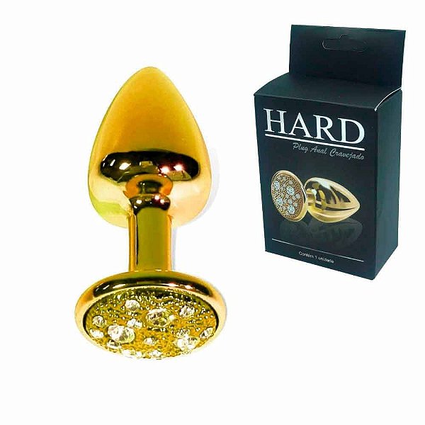 Plug Anal Metal Cravejado Dourado Pequeno 6,5 X 2,5 Cm - Hard