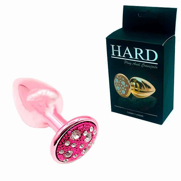 Plug Anal Metal Cravejado Rosa Pequeno 6,5 X 2,5 CM - Hard