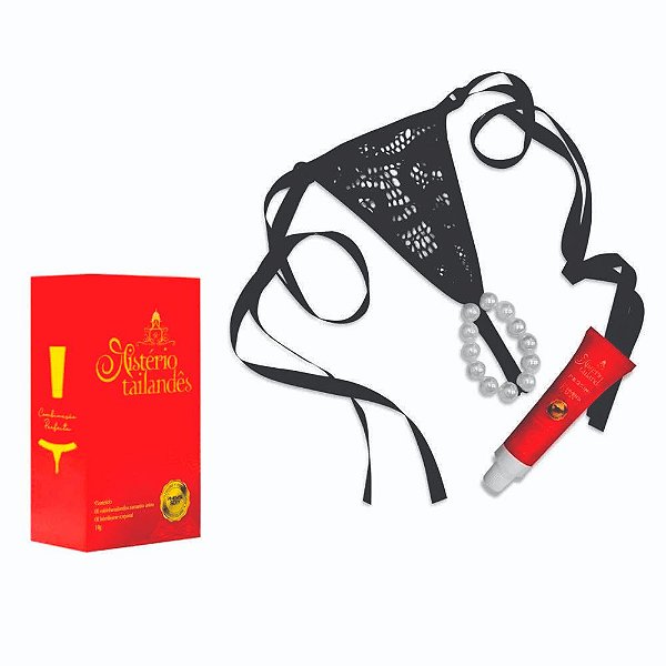 Calcinha Fio Dental Tailandesa Pérolas Estimuladoras Lubrificante Kit Mistério Tailandês - Lingerie Pimenta Sexy