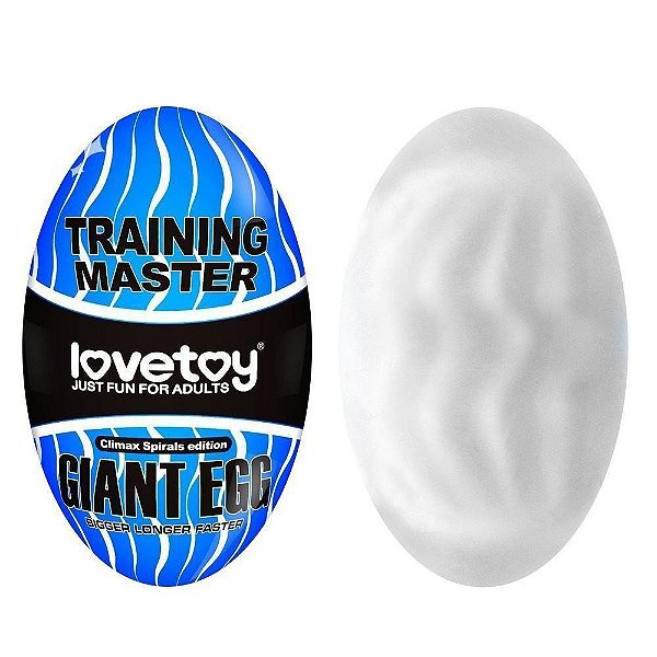 Masturbador Masculino Egg Com Textura Interna Azul - Lovetoy Giant Egg Climax Spiral Edition