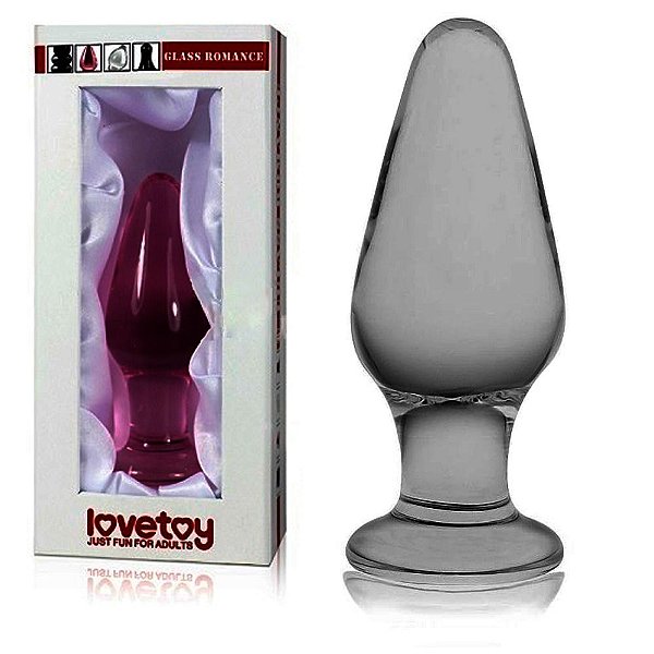 Plug Anal em Vidro com Formato Cônico e Base Preto  8 X 3,7 Cm - Glass Romance Lovetoy