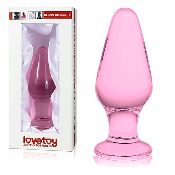 Plug Anal em Vidro com Formato Cônico e Base Rosa 8 X 3,7 Cm - Glass Romance Lovetoy