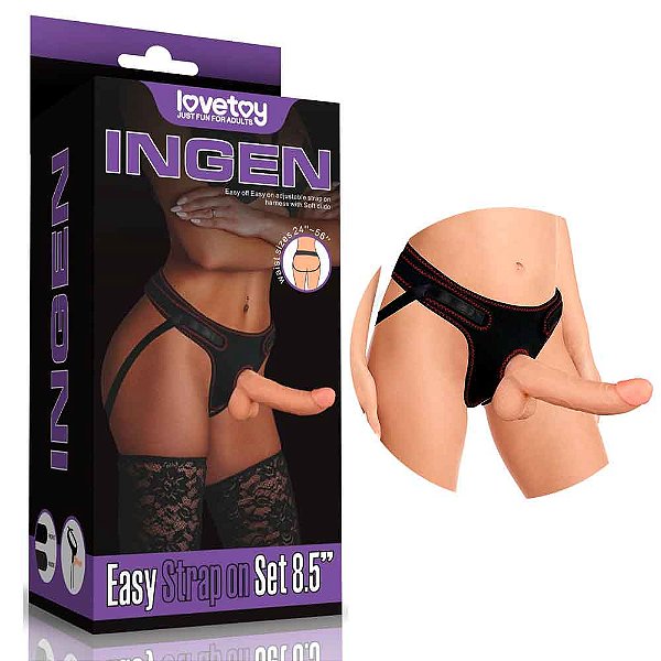 Cinta Peniana Prótese Com Curvatura Realística Escroto e Ventosa 21,5 X 4,5 Cm  - Lovetoy Ingen