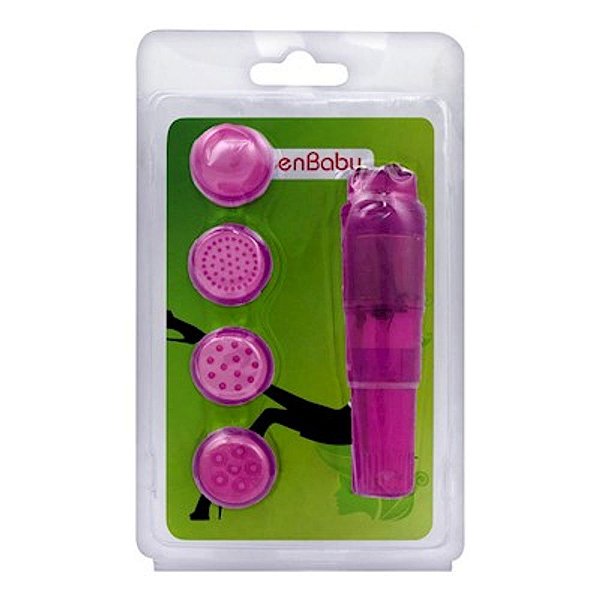 Mini Vibrador Compacto com 4 Capas Texturas Diferentes Rosa 9,5 x 2,5 cm