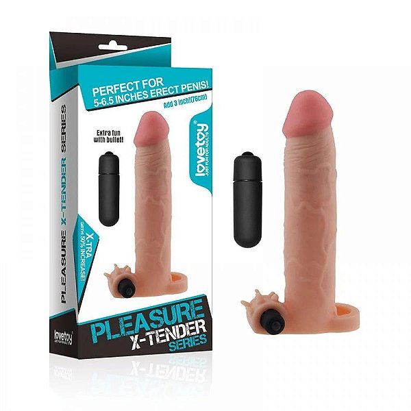 Capa Peniana Extensora Vibratória Com Anel Escrotal - Pleasure X-Tender Series