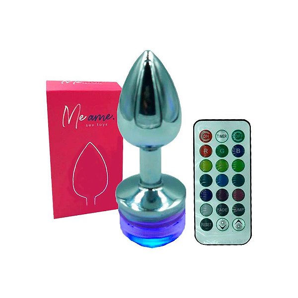 Plug Anal em Aço Inoxidável Com Luz Led e Controle Remoto 9 X 2,8 CM