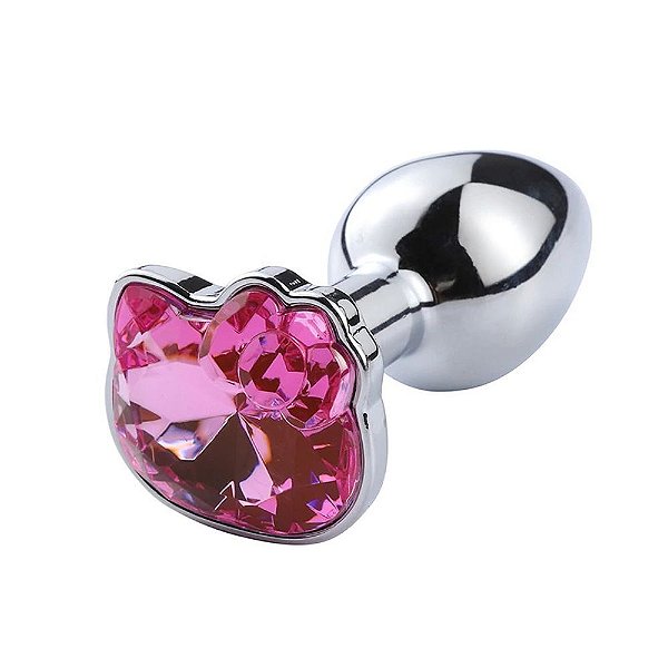 Plug Anal Em Metal Com Joia Na Base Hello Kitty 6,5 X 2,5 Cm