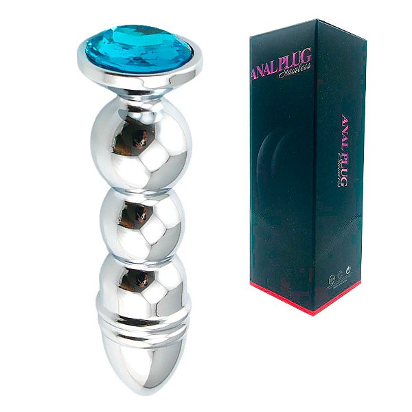 Plug Anal em Metal com Joia na Base Tamanho M 8,3 x 3,5 CM