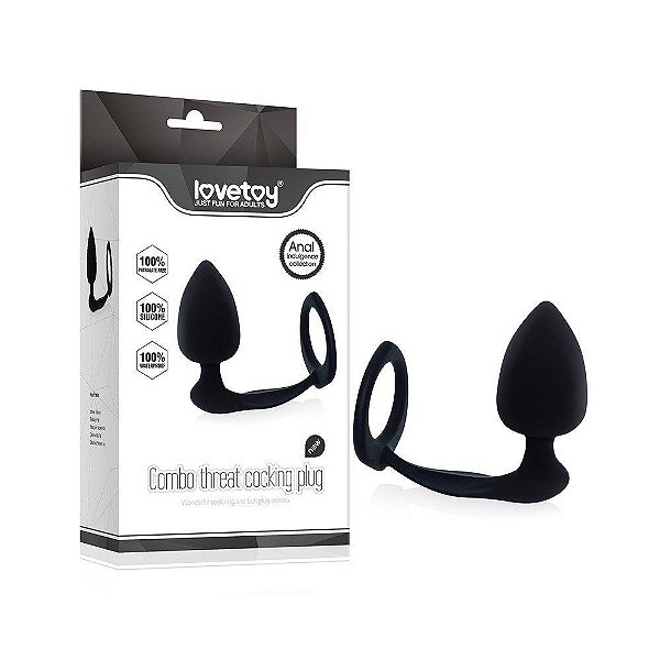 Plug Anal Masculino Com Anel Para O Pênis Combo Threat Cocking