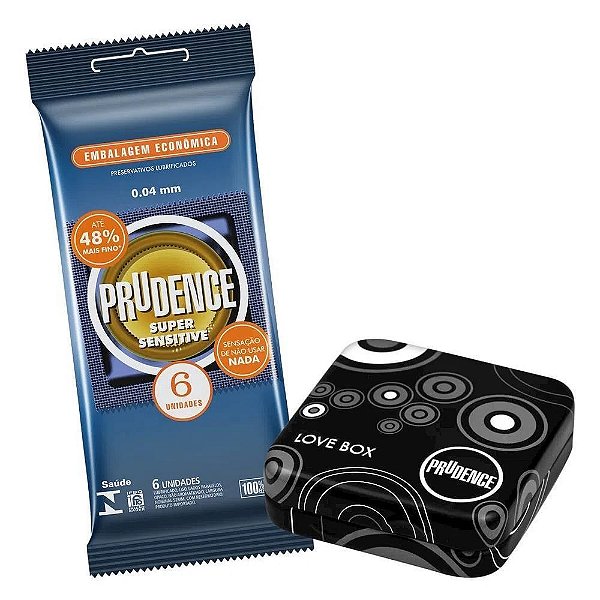 Preservativos Prudence Super Sensitive Com 6 Unidades Acompanha Latinha Exclusiva - Prudence The Love Box