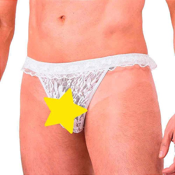 Cueca Fantasy em Renda Branca Tamanho Único - Sexy Fantasy