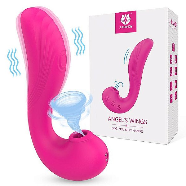 Vibrador Ponto G E Clitóris 9 Modos De Vibração Pulsação Rosa - S-Hande Angel's Wings