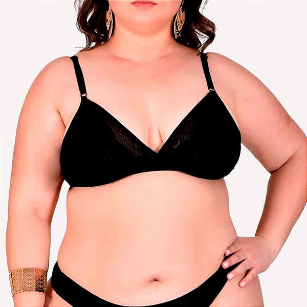 Sutiã Magia em Renda Em Tule Duplo sem Bojo Plus Size - Lingerie Sensualle