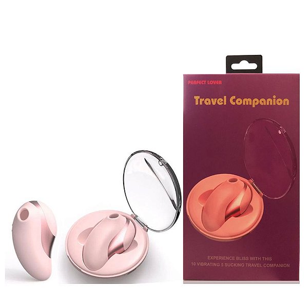 Vibrador para Casal com Estimulador de Clitóris Rosa Claro - Travel Companion