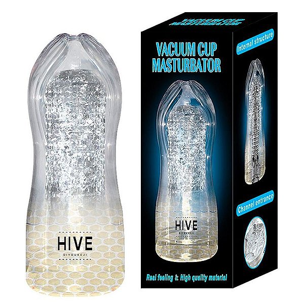 Masturbador em Formato de Lanterna em Cyberskin Transparente - Vacuum Cup Masturbator