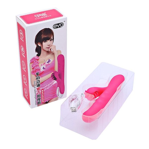 Vibrador Ponto G e Clitóris em Forma de Língua 3 Modos de Rotação Esferas Vai e Vem