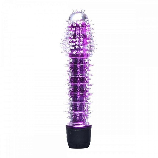 Vibrador Personal Com Capa Peniana de Silicone Com Saliências Roxo