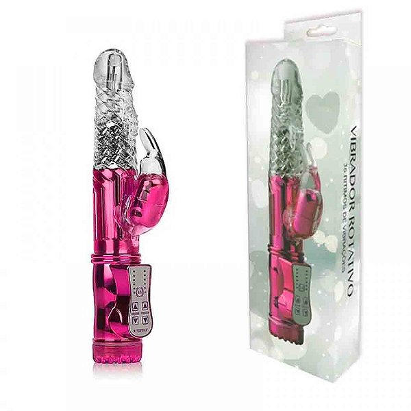 Vibrador Recarregável Rotativo com 36 Modos de Vibração e Estimulador De Clitóris Rosa - Youvibe